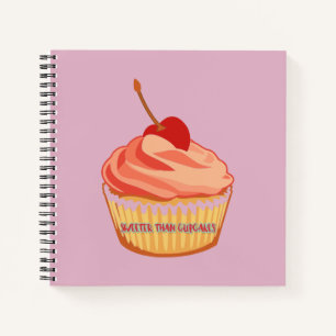 Cute Pink Sweeter dan Cupcakes Square Notitieboek