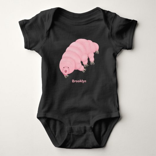 Cute pink tardigrade water bear cartoon  romper (Voorkant)