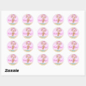 Cute Pink Teddy Bear Balloon Dank je Baby shower Ronde Sticker (Vel)