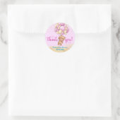 Cute Pink Teddy Bear Balloon Dank je Baby shower Ronde Sticker (Tas)