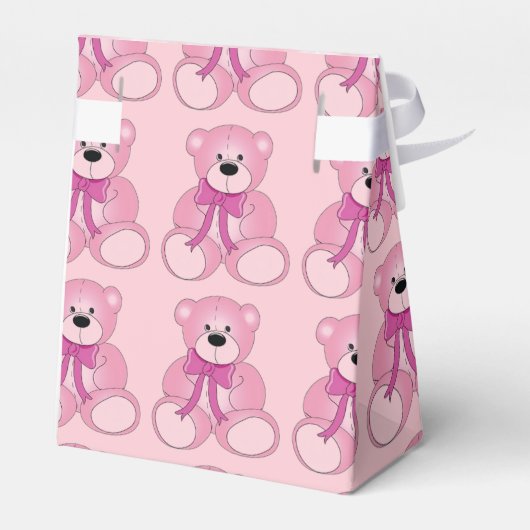 Cute Pink Teddy Bear Pattern Favor Box Bedankdoosjes (Achterkant)