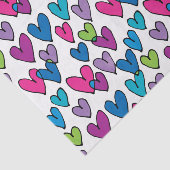 Cute Pink Turquoise Paars Green Hearts Pattern Tissuepapier (Detail)