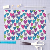 Cute Pink Turquoise Paars Green Hearts Pattern Tissuepapier (Craft)