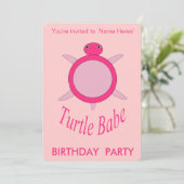 Cute Pink Turtle Babe Birthday Kaart (Staand voorkant)
