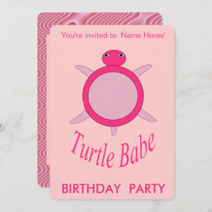 Cute Pink Turtle Babe Birthday Kaart
