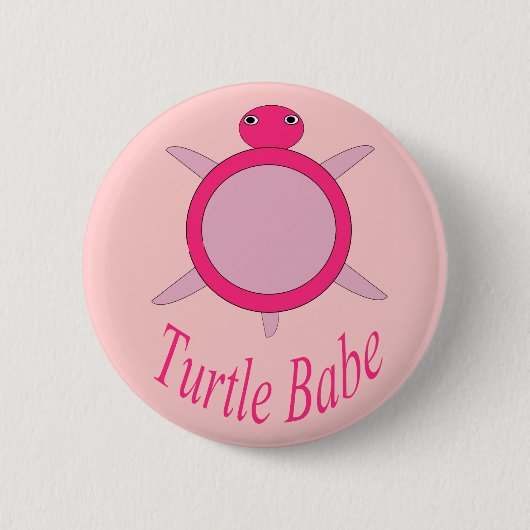 Cute Pink Turtle Babe Button (Voorkant)