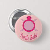 Cute Pink Turtle Babe Button (Voorkant /achterkant)