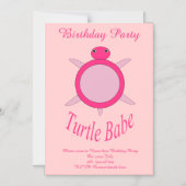Cute Pink Turtle Babe Invitations personnalisés (Recto)