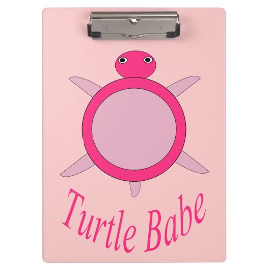 Cute Pink Turtle Babe Klembord (Voorkant)