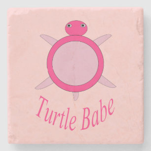 Cute Pink Turtle Babe Stone Onderzetter