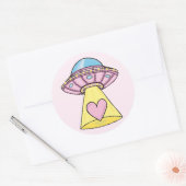 Cute Pink UFO Ronde Sticker (Envelop)