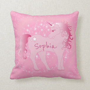 Cute Pink Unicorn Aangepaste naam Girly Bedroom Kussen