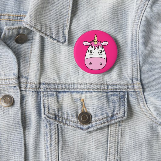 Cute Pink Unicorn Badge Pin Button (In situ)