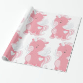 Cute Pink Unicorn Cadeaupapier (Uitgerold)