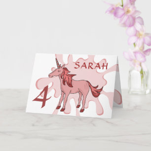 Cute Pink Unicorn Color Splash Girl Happy Birthday Kaart