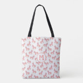 Cute Pink Unicorn en Stars Pattern | Monogrammen Draagtas (Achterkant)