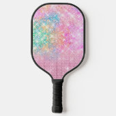 Cute Pink unicorn faux glitter monogram Pickleball Paddle (Achterkant)