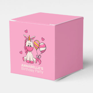 Cute Pink Unicorn Girl Birthday Party Bedankdoosjes