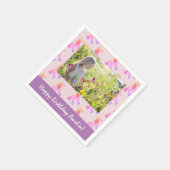 Cute Pink Unicorn Girl Foto Birthday Party Servet (Hoek)