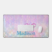 Cute Pink Unicorn Glitter rhinestone Drip monogram Bureaumat (Keyboard & Muis)