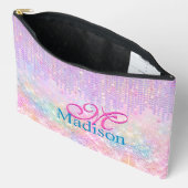 Cute Pink Unicorn Glitter rhinestone Drip monogram Etui (Open)