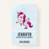 Cute Pink Unicorn met Wings Badge (Voorkant)