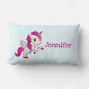 Cute Pink Unicorn met Wings Kussen