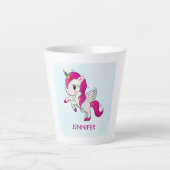 Cute Pink Unicorn met Wings Latte Mok (Voorkant)