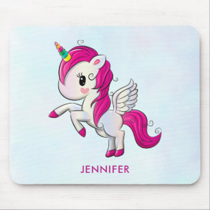 Cute Pink Unicorn met Wings Muismat
