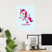 Cute Pink Unicorn met Wings Poster (Thuiskantoor)