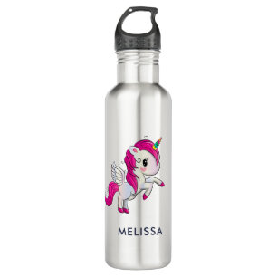 Cute Pink Unicorn met Wings Waterfles
