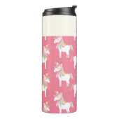 Cute Pink Unicorn Pattern Gepersonaliseerd Thermosbeker (Gedraaid links)