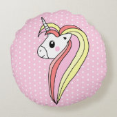 Cute Pink Unicorn Polka Dot Pattern Girly Rond Kussen (Achterkant)