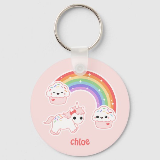 Cute Pink Unicorn Sleutelhanger (Voorkant)