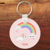 Cute Pink Unicorn Sleutelhanger (Voorkant)