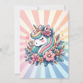 Cute Pink Unicorn thème Invitation de l'anniversai (Dos)