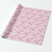 Cute Pink Unicorns & Hearts Doodles Pattern Cadeaupapier (Uitgerold)