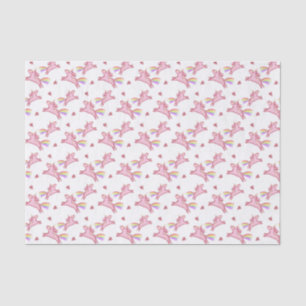 Cute Pink Unicorns & Hearts Doodles Pattern Tissuepapier
