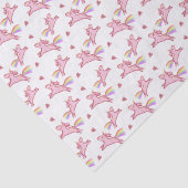 Cute Pink Unicorns & Hearts Doodles Pattern Tissuepapier (Detail)