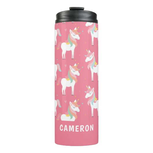 Cute Pink Unicorns Personalized Thermosbeker (Voorkant)