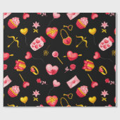 Cute Pink Valentijn Pattern Cadeaupapier (Vlak)
