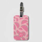 Cute Pink Watermelon Pattern Monogram Bagagelabel (Voorkant (verticaal))