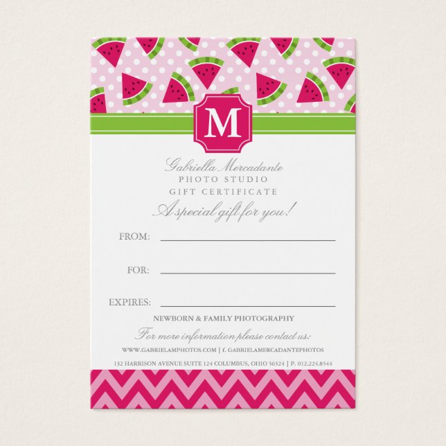 Cute Pink Watermelon Pois Chevron Monogram (Devant)