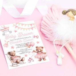 Cute Pink Waterverf Baby Girl Shower Kaart