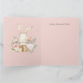 Cute Pink Waterverf Bunny Baby shower Bedankkaart (Binnen)