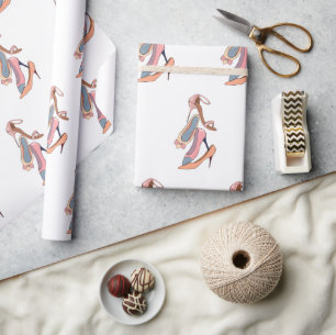 Cute Pink Waterverf Diva Glam Stilettos Cadeaupapier