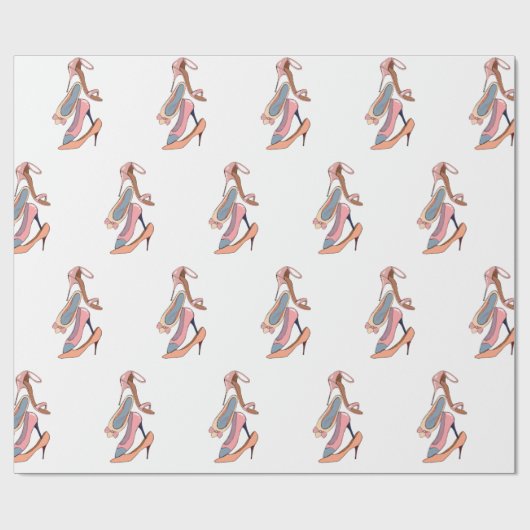 Cute Pink Waterverf Diva Glam Stilettos Cadeaupapier (Vlak)