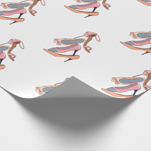 Cute Pink Waterverf Diva Glam Stilettos Cadeaupapier (Hoek)