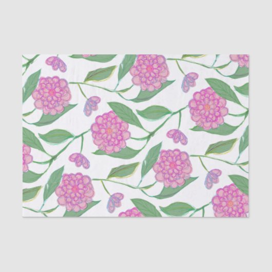 Cute Pink Waterverf Liberty Floral Pattern Girly Tissuepapier (Voorkant)