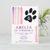 Cute Pink Waterverf Strokes Kinderen Birthday Part Kaart (Staand voorkant)